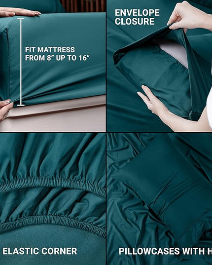 Utopia Bedding Twin Bed Sheets Set - 3 Piece Bedding - Brushed Microfiber - Shrinkage and Fade Resistant - Easy Care (Twin, Teal) - LeafyLoom