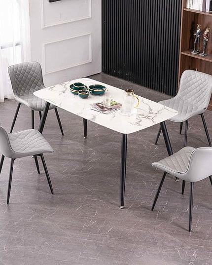 Kidol & Shellder Gray Dining Chairs Modern Upholstered Dining Room Chairs Leather Armless Chairs Set of 2 for Living Room Kitchen Bedroom, 3 Mins Quick Assembly - LeafyLoom