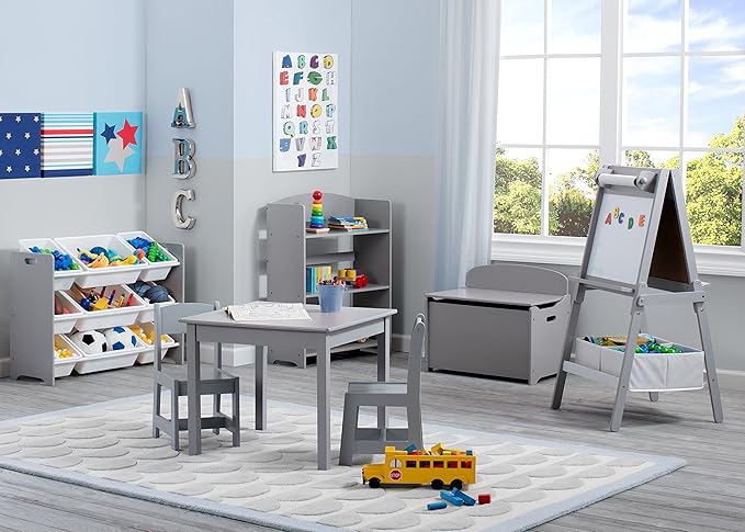Delta Children MySize Deluxe Toy Box and GapKids Deluxe Toy Organizer with 9 Bins - Navy/Natural - LeafyLoom
