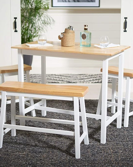 Safavieh Home Collection Ronin Natural and White 4-Piece-Table-Pub-Set - LeafyLoom