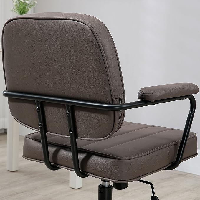 Vinsetto Home Office Chair, Microfiber Computer Desk Chair with Swivel Wheels, Adjustable Height, and Tilt Function, Light Brown - LeafyLoom