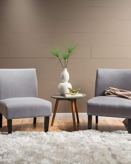 Christopher Knight Home Kassi Fabric Accent Chairs, 2-Pcs Set, Rubber, Light Grey - LeafyLoom