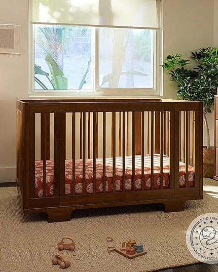 Babyletto Yuzu Convertible All-Stages Bassinet, Midi, Full-Size Crib in Natural Walnut, Greenguard Gold Certified, Portable & Adjustable with Conversion Kits and Pads Included - LeafyLoom