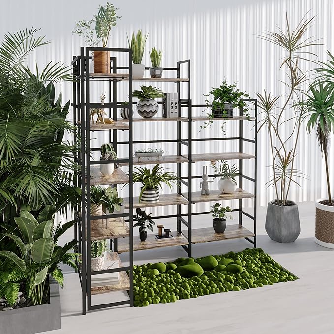 No-Assembly Folding Bookshelf Storage Shelves 4 Tiers Vintage Multifunctional Plant Flower Stand Storage Rack Shelves Bookcase for Home Office (Firestone and Black) - LeafyLoom
