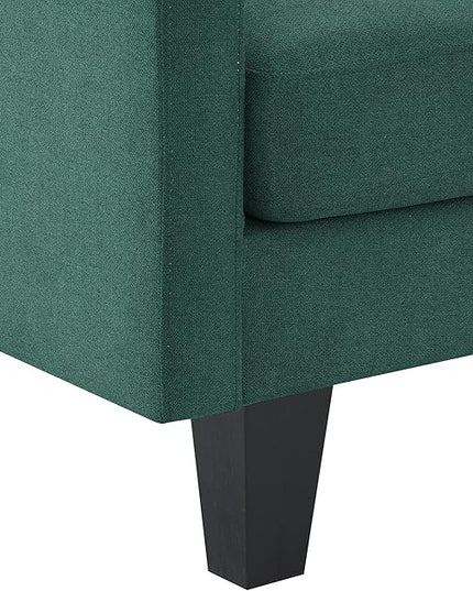 90" Modern L-Shape Sectional Sofa with Chaise Lounge,5-Seat Practical Couch Set W/ 3 Pillows,7''Leg Height,Minimalist Style,Indoor Furniture for Living Room Apartment Office,Green Terrycloth - LeafyLoom