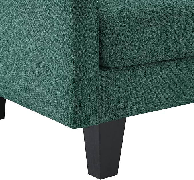 90" Modern L-Shape Sectional Sofa with Chaise Lounge,5-Seat Practical Couch Set W/ 3 Pillows,7''Leg Height,Minimalist Style,Indoor Furniture for Living Room Apartment Office,Green Terrycloth - LeafyLoom