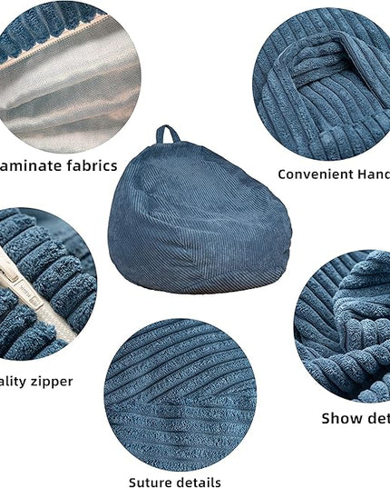 Bean Bag Chairs Cover (No Filler),Bean Bag Cover,Stuffed Animal Storage Bean Bag,Bean Bag for Kids,Adults,Teens,36 x 45 in Blue Bean Bag - LeafyLoom