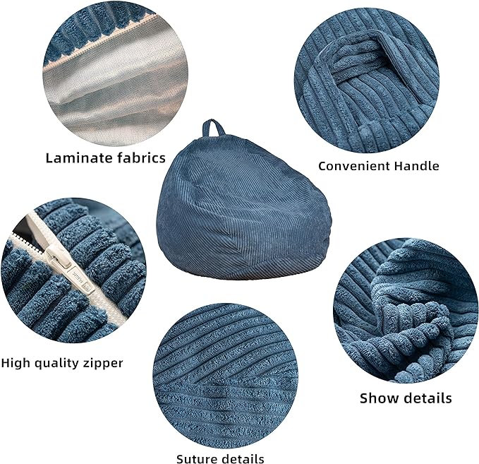 Bean Bag Chairs Cover (No Filler), Bean Bag Cover, Bean Bag for Adults, Kids, Teens-Large 4FT Black Bean Bag chairs - LeafyLoom