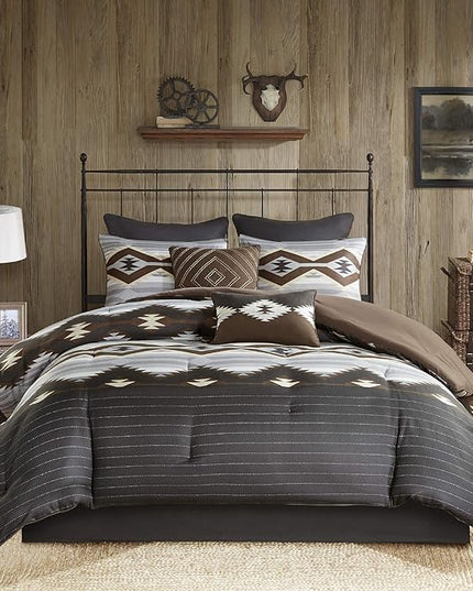 Woolrich Rustic Lodge Cabin Comforter Set - All Season Down Alternative Warm Bedding Layer and Matching Shams, Oversized King, Bitter Creek, Grey/Brown - LeafyLoom