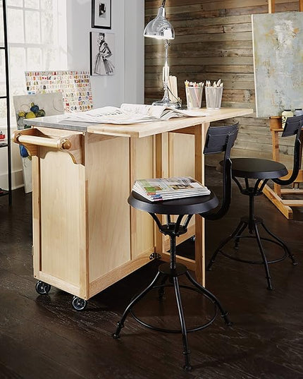 Kitchen Cart with Breakfast bar & Stainless Steel Top by Home Styles - LeafyLoom