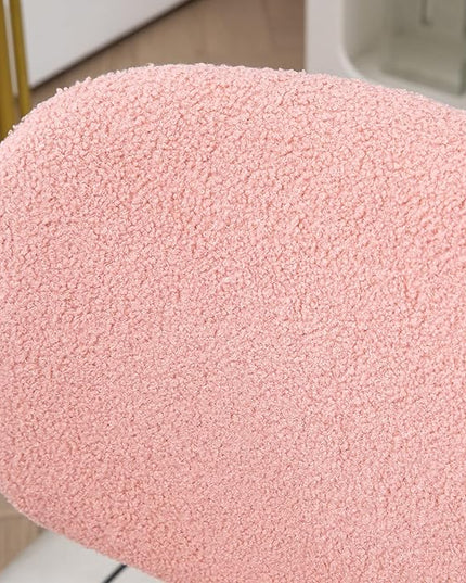 Vinsetto Cute Armless Office Chair, Teddy Fleece Fabric Computer Desk Chair, Vanity Task Chair with Adjustable Height, Swivel Wheels, Mid Back, Pink - LeafyLoom
