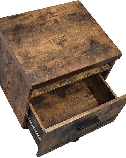 Acme Bob 1-Drawer Wooden File Cabinet in Weathered Oak - LeafyLoom