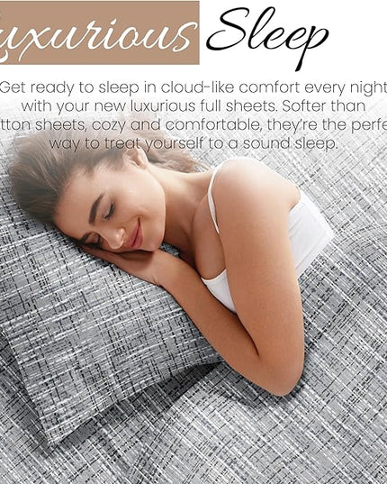 Linen Market 4 Piece Full Bedding Sheet Set (Light Gray Chambray) - Sleep Better Than Ever with These Ultra-Soft & Cooling Bed Sheets for Your Full Size Bed - Deep Pocket Fits 16" Mattress - LeafyLoom