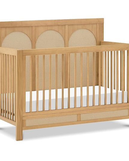 Namesake Eloise 4-in-1 Convertible Crib in Honey and Performance Sand Eco-Weave, GREENGUARD Gold Certified - LeafyLoom