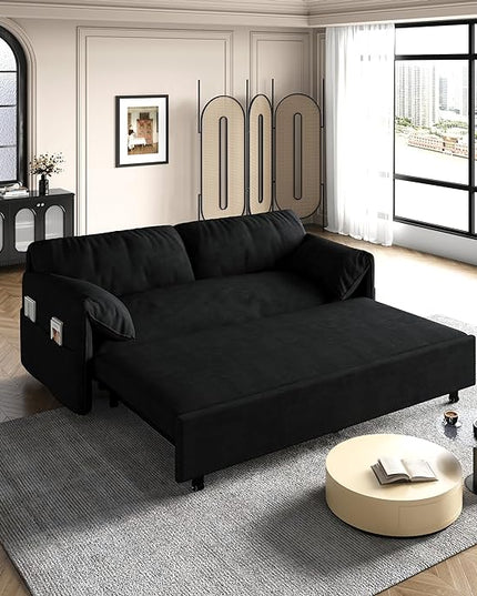 Oversized 3 in 1 Loveseat Sleeper Sofa Bed,Queen Size Love Seats W/Pull Out Couch and Padded Armrests Convertible Spacious Sofabed with Side Storage Pocket for Home Office Apartment Living Room - LeafyLoom