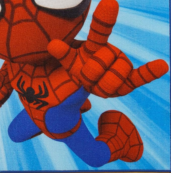 Gertmenian Kids Playroom & Game Room Carpet | Marvel Spidey and Amazing Friends Childrens Rug | Kids Home Decor, Perfect Area Rug for Boys & Girls Playroom, Bedroom | 54x78 Large, Cyan Blue, 19431 - LeafyLoom