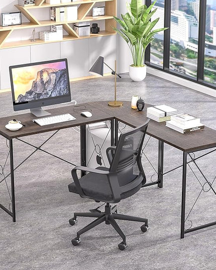 VECELO 39.4" Folding Computer Desk Simple Laptop Table Home Office Workstation for Reading Writing, No Assembly Needed, Small Space, Oak Gray（2pack） - LeafyLoom