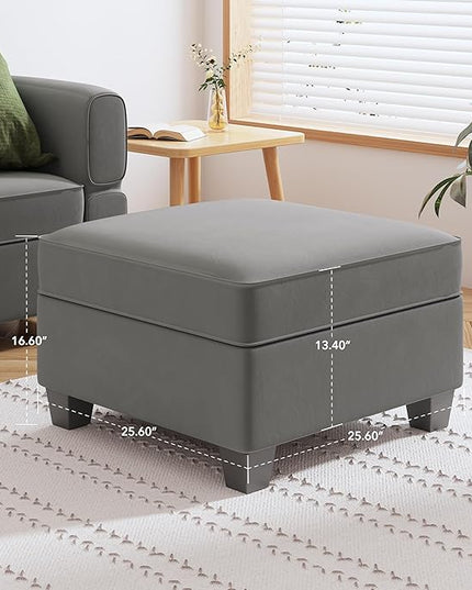 Square Modular Storage Ottoman for Modular Sectional Sofa Seat Cube Footrest Coffee Table, Dark Grey - LeafyLoom