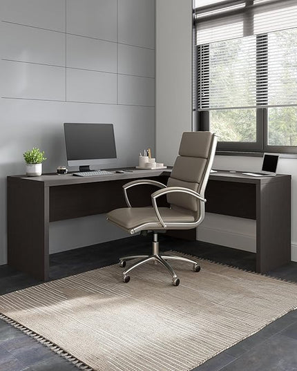 Bush Business Furniture Echo L Shaped Computer Desk, 72W, Charcoal Maple - LeafyLoom