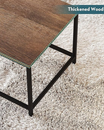 SAYGOER Coffee Table Simple Modern Rectangular Center Table Open Space Minimalist for Living Room Home Office Industrial Cocktail Tables, Dark Walnut - LeafyLoom
