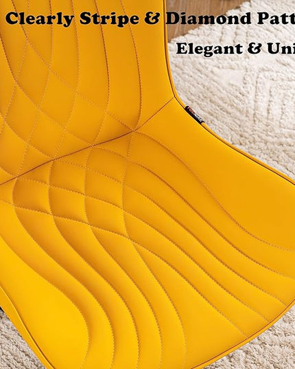 YOUTASTE Office Chair Modern Armless Desk Chair, Height Adjustable Swivel Rocking Computer Task Chair, Faux Leather Sewing Chairs with Wheels, Stylish Lounge Vanity Chair,Yellow - LeafyLoom