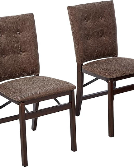 MECO STAKMORE Parson’s Folding Chair Espresso Finish, 20.25D x 17.5W x 33.875H in (Set of 2) - LeafyLoom