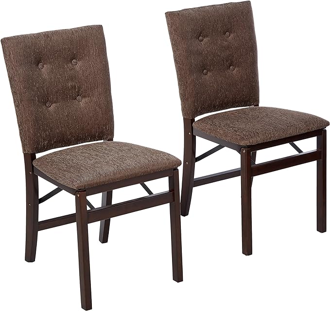MECO STAKMORE Parson’s Folding Chair Espresso Finish, 20.25D x 17.5W x 33.875H in (Set of 2) - LeafyLoom