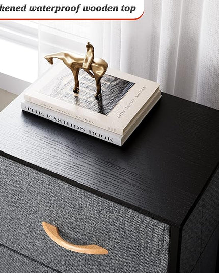 Nicehill Nightstand Set of 2, Nightstands for Bedroom with Drawers, Small Dresser with Drawers, Bedside Table Bedside Furniture, Night Stand End Table with Storage Drawers for Bedroom, Dark Grey - LeafyLoom