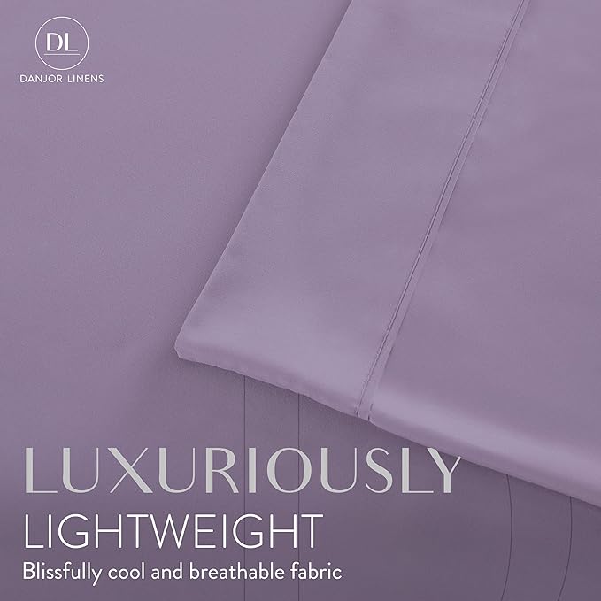 Danjor Linens Queen Sheet Set - 6 Piece Set Including 4 Pillowcases - Deep Pockets - Breathable, Soft Bed Sheets - Wrinkle Free - Machine Washable - Lavender Sheets for Queen Size Bed - 6 pc - LeafyLoom