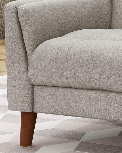 Christopher Knight Home Evelyn Mid Century Modern Fabric Arm Chair, Beige & Walnut - LeafyLoom