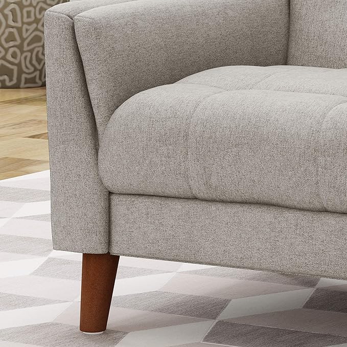 Christopher Knight Home Evelyn Mid Century Modern Fabric Arm Chair, Beige & Walnut - LeafyLoom