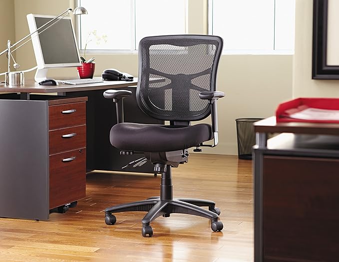 Alera ALEEL42ME10B Elusion Series Mesh Mid-Back Multifunction Chair - Black - LeafyLoom