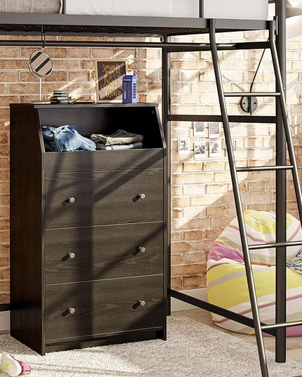 Ameriwood Home The Loft 3 Drawer Dresser, Black Oak - LeafyLoom