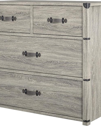 Little Seeds Nova 4 Drawer Storage Grey Dresser, Gray Oak - LeafyLoom