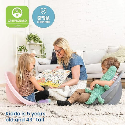 ECR4Kids Leaf Floor Seat, Rocker Chair, Pink/Grey, 6-Piece - LeafyLoom