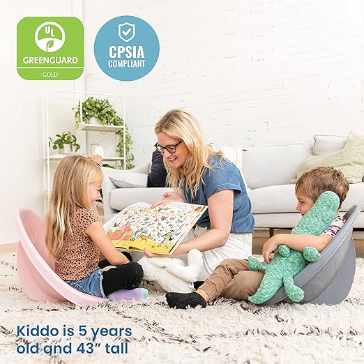 ECR4Kids Leaf Floor Seat, Rocker Chair, Pink/Grey, 6-Piece - LeafyLoom