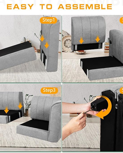 Shintenchi Upgraded Convertible Sectional Sofa Couch, 3 Seat L Shaped Sofa with High Armrest Linen Fabric Small Couch for Living Room, Apartment and Office (Grey) - LeafyLoom