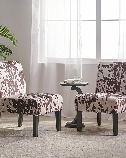 Christopher Knight Home Kassi Fabric Accent Chairs, 2-Pcs Set, Milk Cow - LeafyLoom