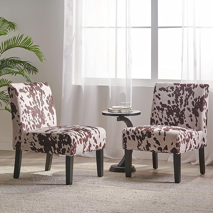 Christopher Knight Home Kassi Fabric Accent Chairs, 2-Pcs Set, Milk Cow - LeafyLoom