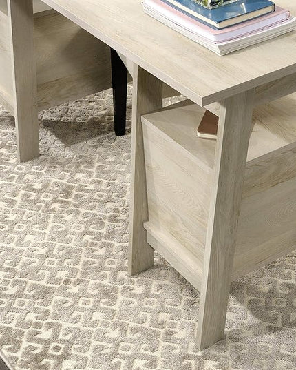 Sauder Trestle Executive Trestle Desk, Chalked Chestnut finish - LeafyLoom