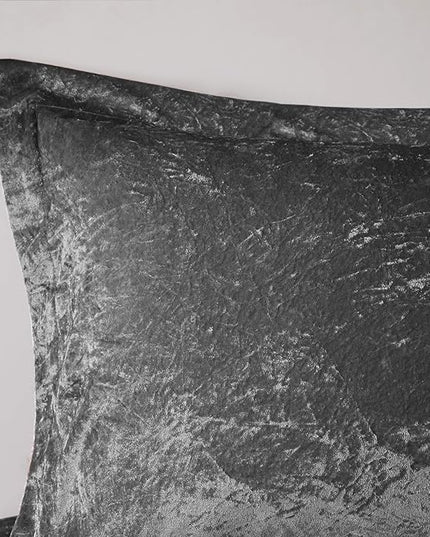 Intelligent Design Queen Duvet Cover Set, Velvet Queen Duvet Set, Luxury Diamond Quilting Grey Duvet Cover, Fluffy Duvet Cover with Decorative Pillow and 2 Shams, 4 Pieces, Grey, Full/Queen - LeafyLoom