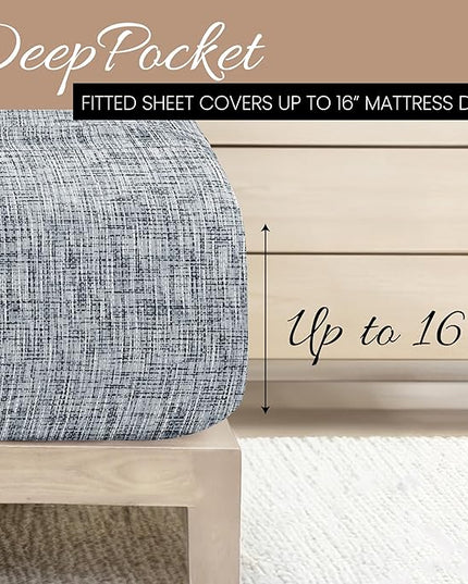 Linen Market 4 Piece Queen Bedding Sheet Set (Light Blue Chambray) - Sleep Better Than Ever with These Ultra-Soft & Cooling Bed Sheets for Your Queen Size Bed - Deep Pocket Fits 16" Mattress - LeafyLoom