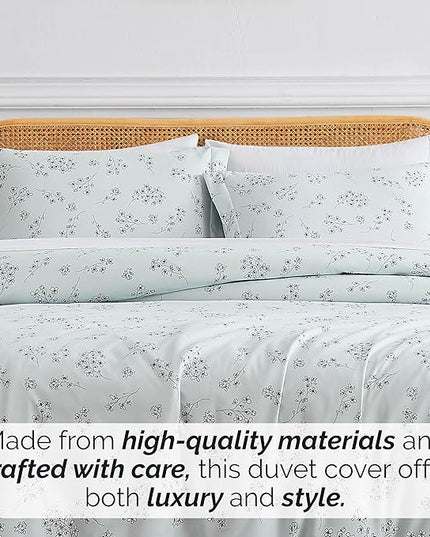 Southshore Fine Living, Inc. 3-Piece Full/Queen Comforter Set, Down Alternative All-Season Floral Comforter with Matching Shams, Soft Flowered Bedspread, Full or Queen Bedding, Sweet Florals Blue - LeafyLoom