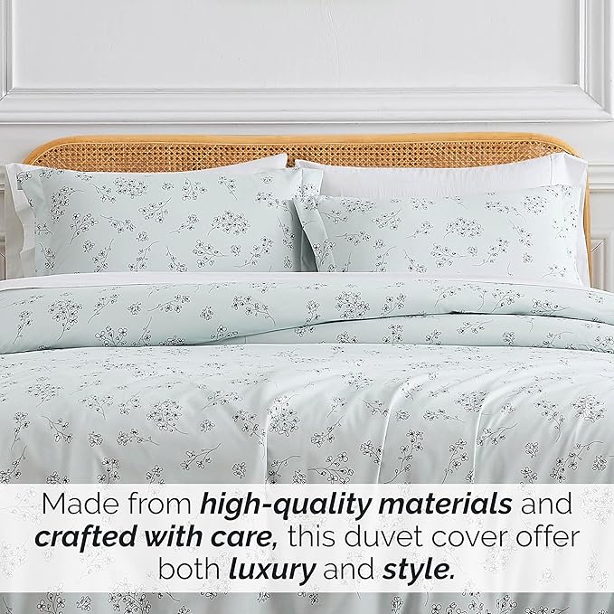 Southshore Fine Living, Inc. 3-Piece Full/Queen Comforter Set, Down Alternative All-Season Floral Comforter with Matching Shams, Soft Flowered Bedspread, Full or Queen Bedding, Sweet Florals Blue - LeafyLoom