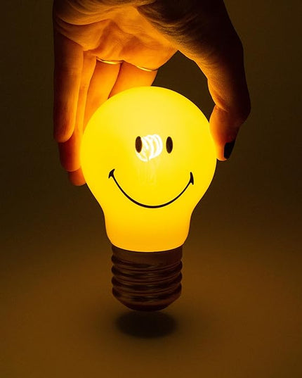 Suck UK | Smiley Face Lamp | Cordless Table Lamp Led Light Bulb | Smiley Face Light & Smiley Face Decor | Kids Night Light | USB Rechargeable Lamp | Cool Room Decor & Kids Room Decor | Cordless Lamps - LeafyLoom