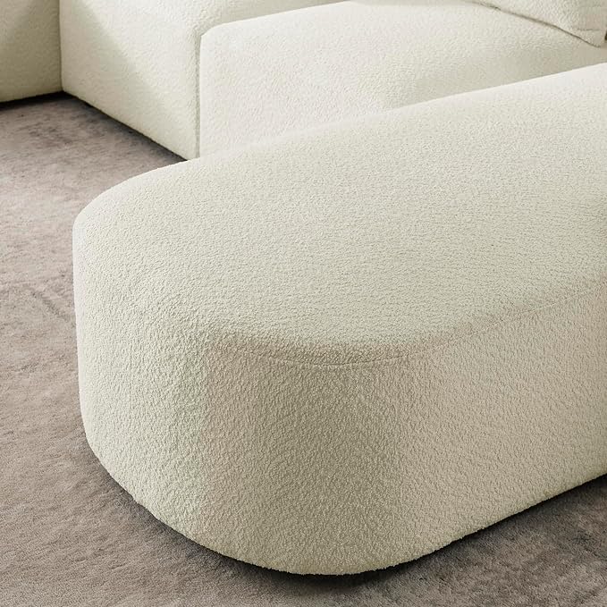 U Shape Sectional Sofa with Two Chaises, Upholstered Modular Couch w/Pillows for for Living Room, Office, DIY Combination, Beige, 117" - LeafyLoom