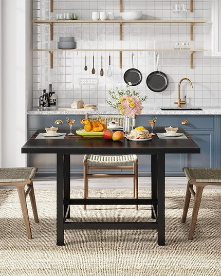 39.4"x 39.4"x29.5 “ inches Rustic Wooden Square Dining Kitchen Table for Small Space - LeafyLoom
