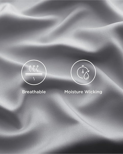 Bedsure King Size Sheet Set, Cooling Sheets King, Rayon Derived from Bamboo, Deep Pocket Up to 16", Breathable & Soft Bed Sheets, Hotel Luxury Silky Bedding Sheets & Pillowcases, Silver Grey - LeafyLoom