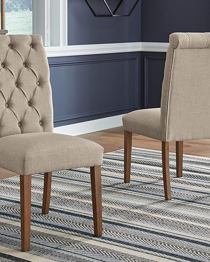 Signature Design by Ashley Harvina French Country 19" Tufted Upholstered Dining Chair, 2 Count, Beige - LeafyLoom