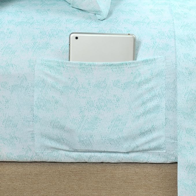 Elegant Comfort Softest and Coziest 6-Piece Sheet Set - 1500 Premium Hotel Quality Microfiber - Deep Pocket, Wrinkle Resistant 6-Piece Wave Pattern Bed Sheet Set, California King, Wave Aqua - LeafyLoom